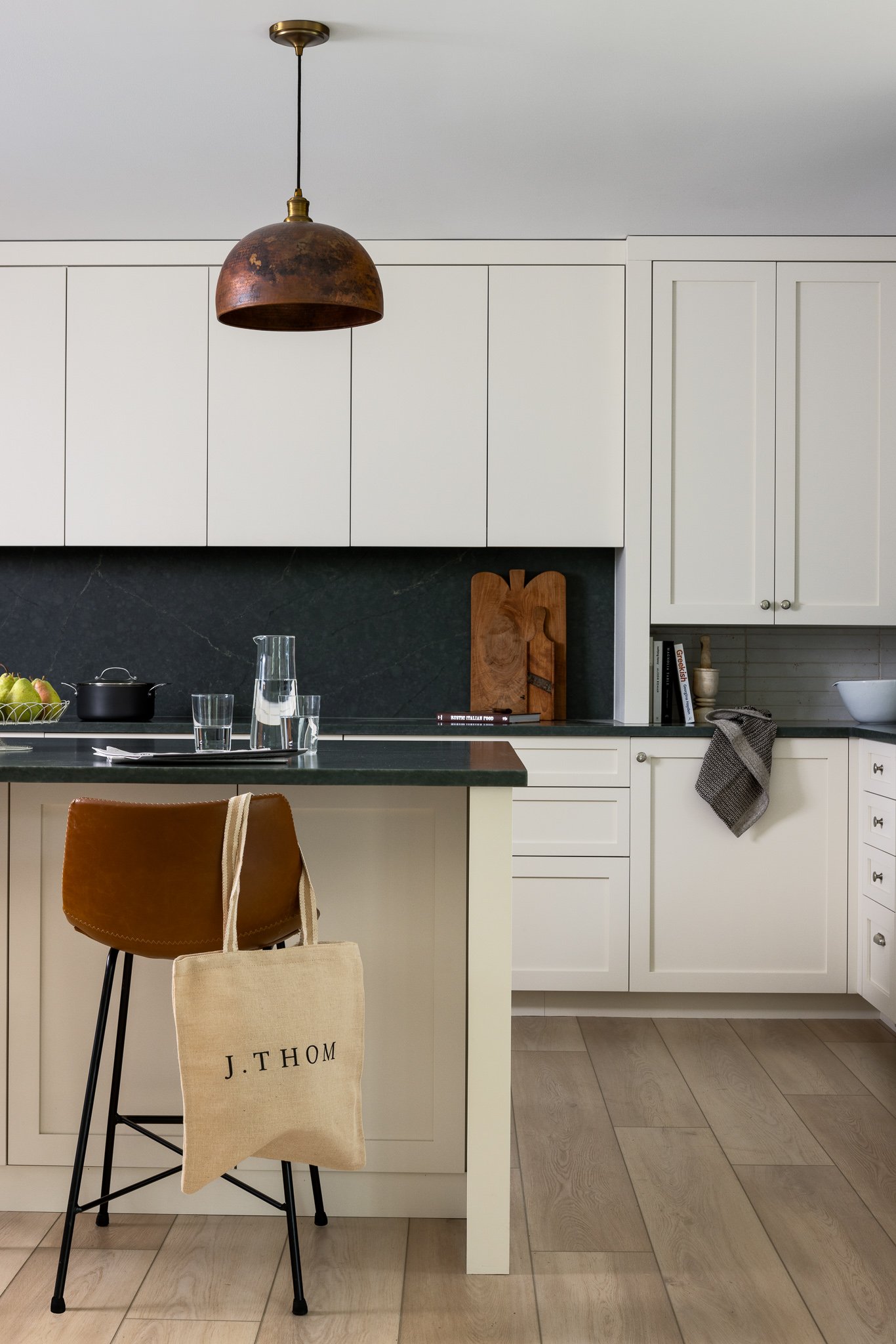 transitional kitchen crockery cabinet with stacked tile backsplash philadelphia residential design