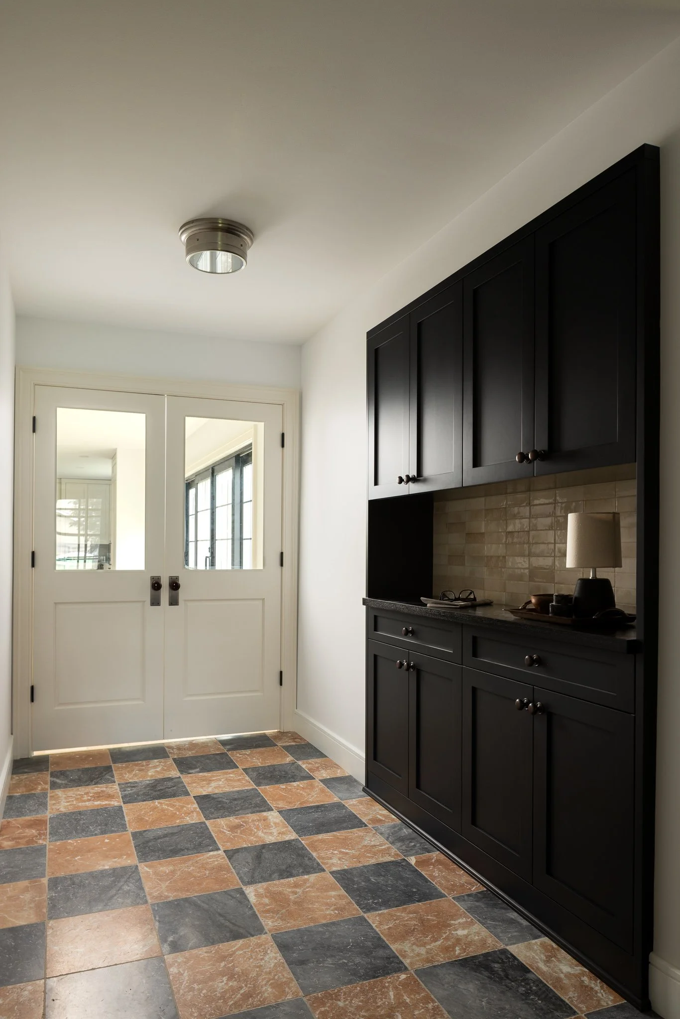 black shaker kitchen cabinets with french doors and brass hardware philadelphia kitchen design
