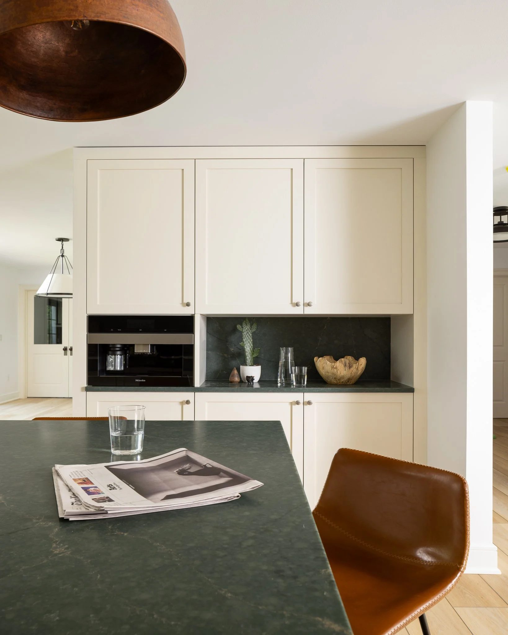 built in miele coffee machine within shaker kitchen cabinetry philadelphia kitchen design