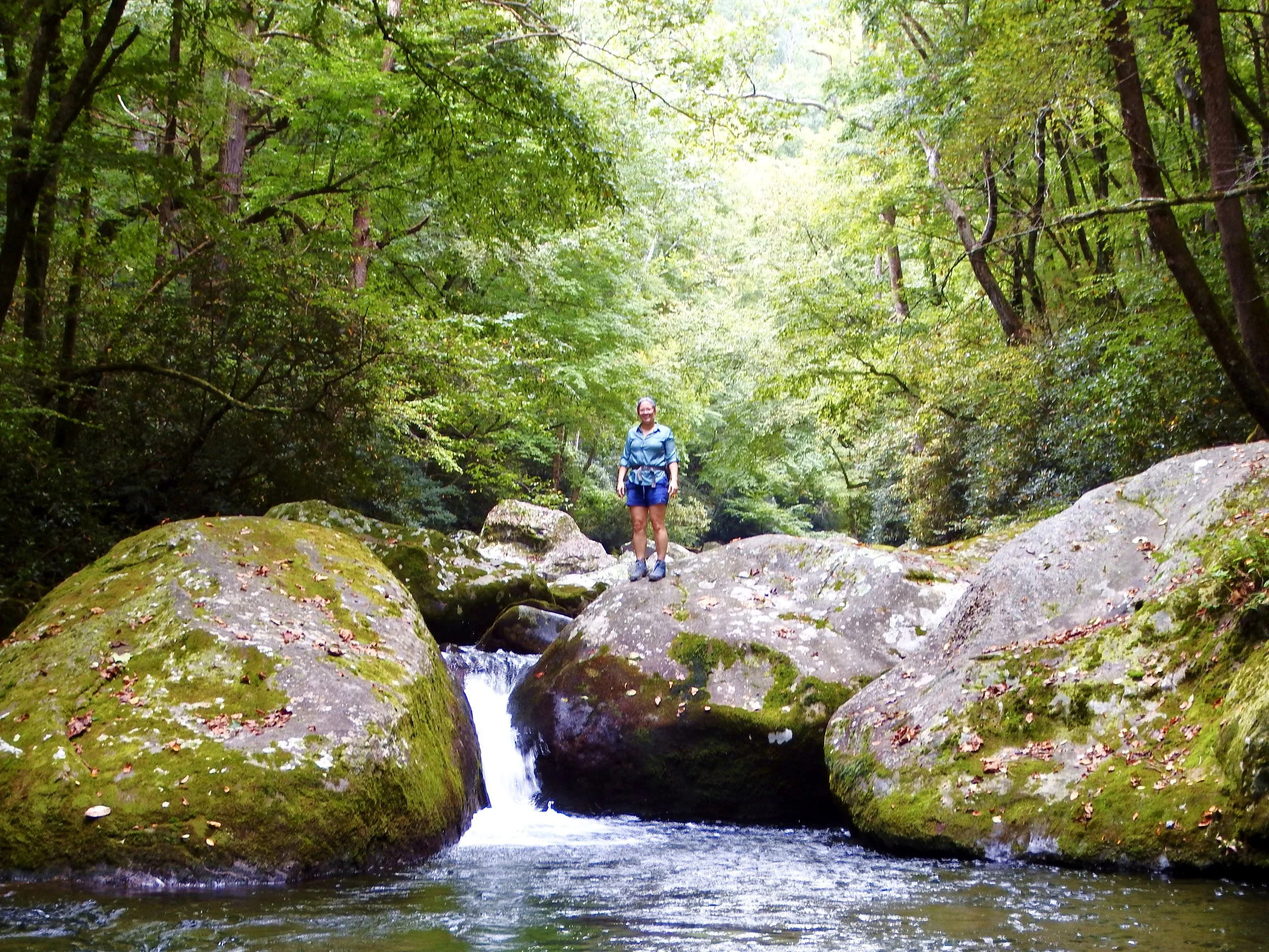 Portia and I hiking in Big Creek. Shortly after this photo we got to Midnight Hole and nearly passed out from jumping into the freezing water. REFRESHING!