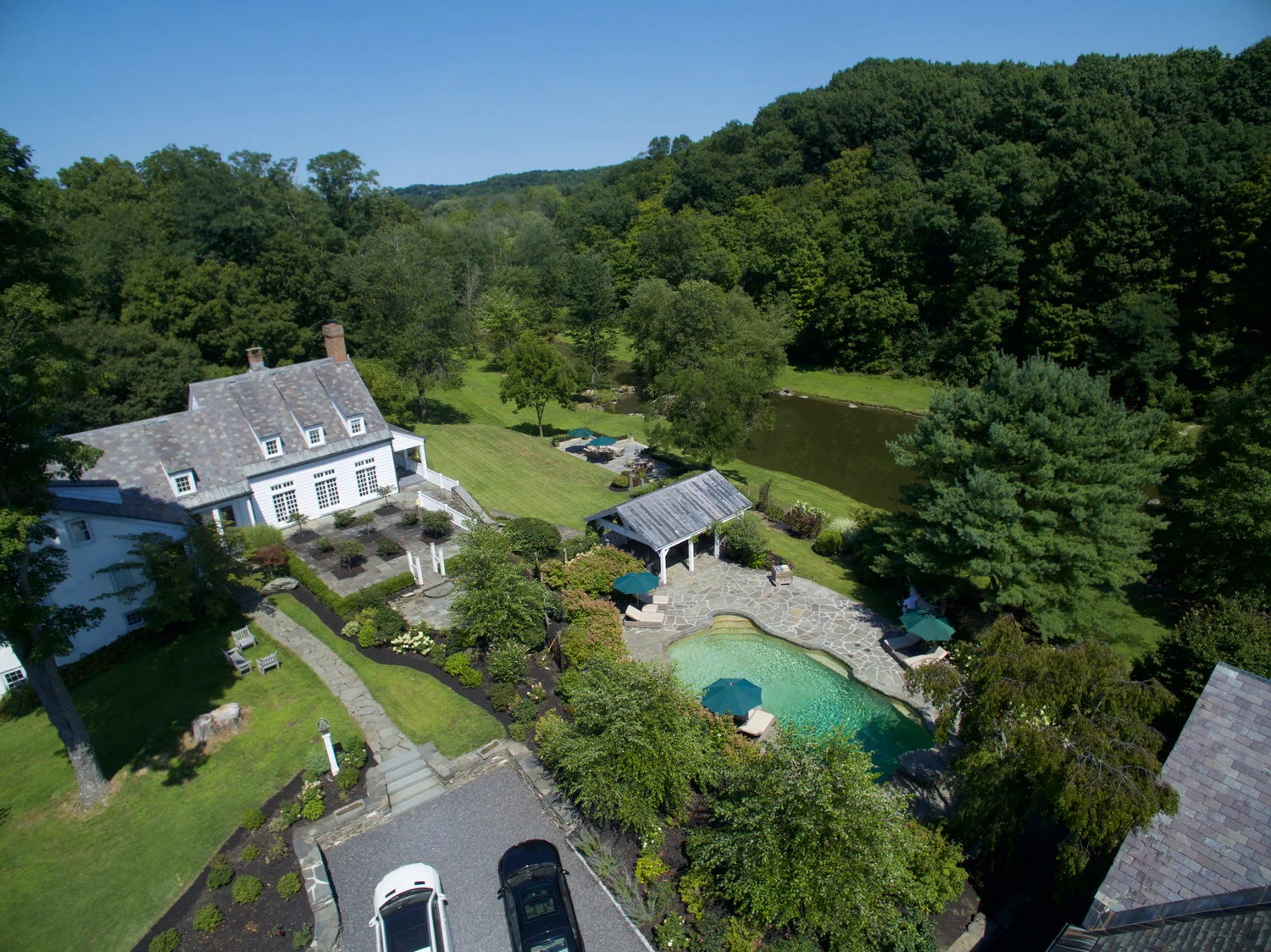 Aerial view of the estate and grounds