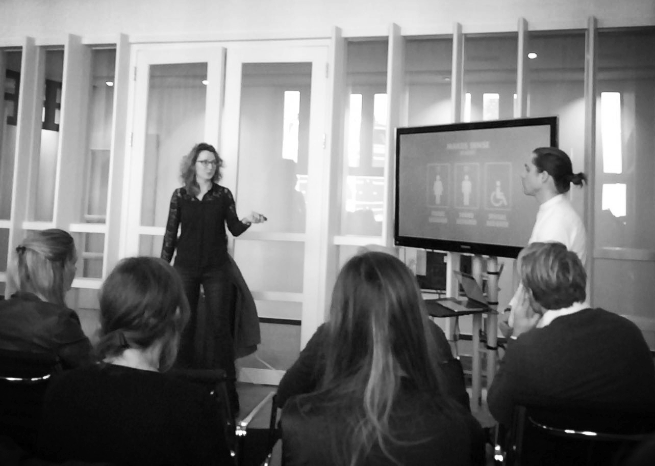 Me and my teammate pitching our concept at the office of Havas Lemz