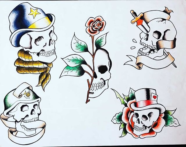 Some #traditionaltattooflash  work that I did a few months ago. With consistent and disciplined work in the craft, little by little you keep improving. 
#tattooflash
#tattoos
#tattoo
#traditionaltattoo