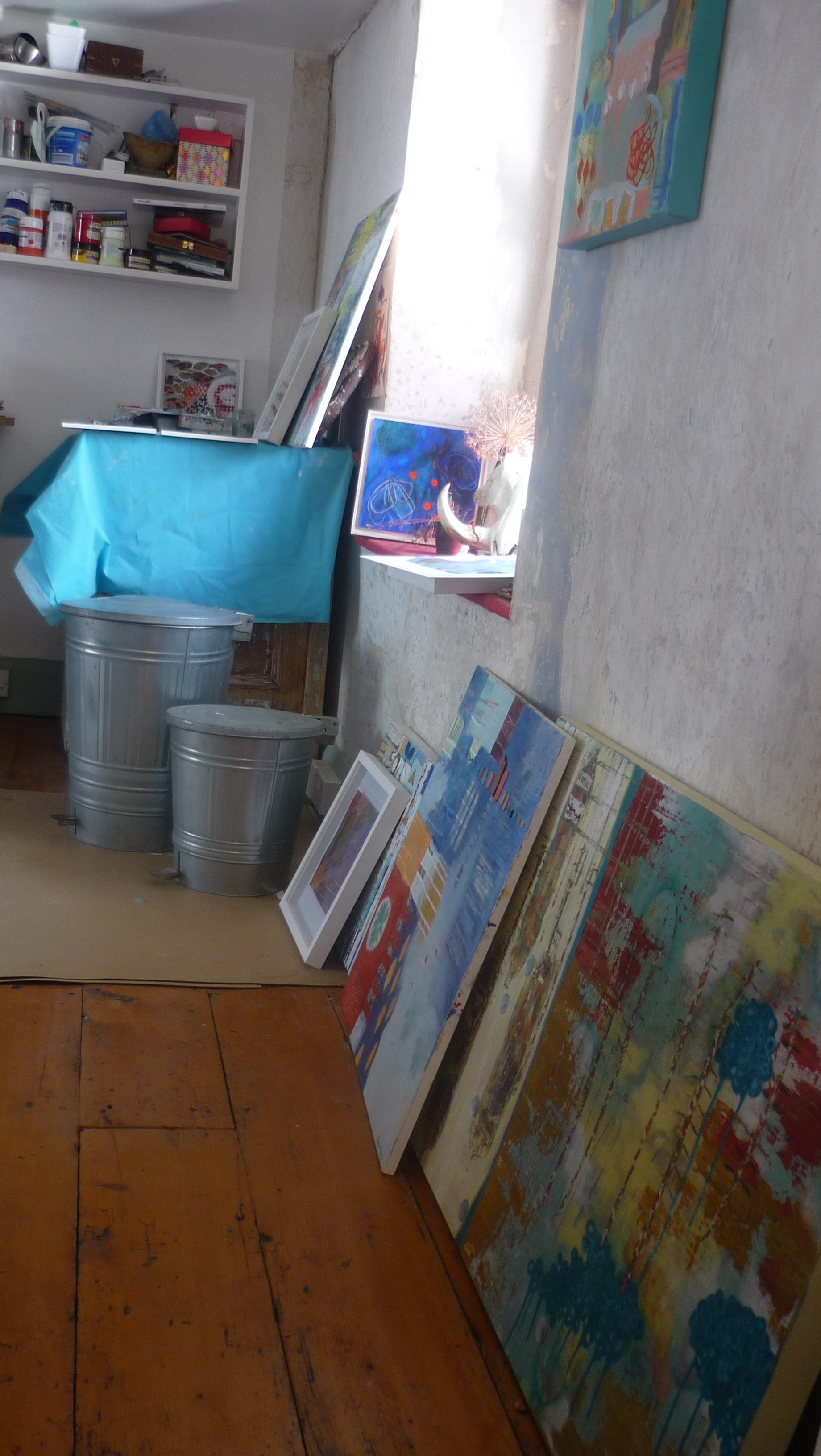 Images lining up ready for framing..