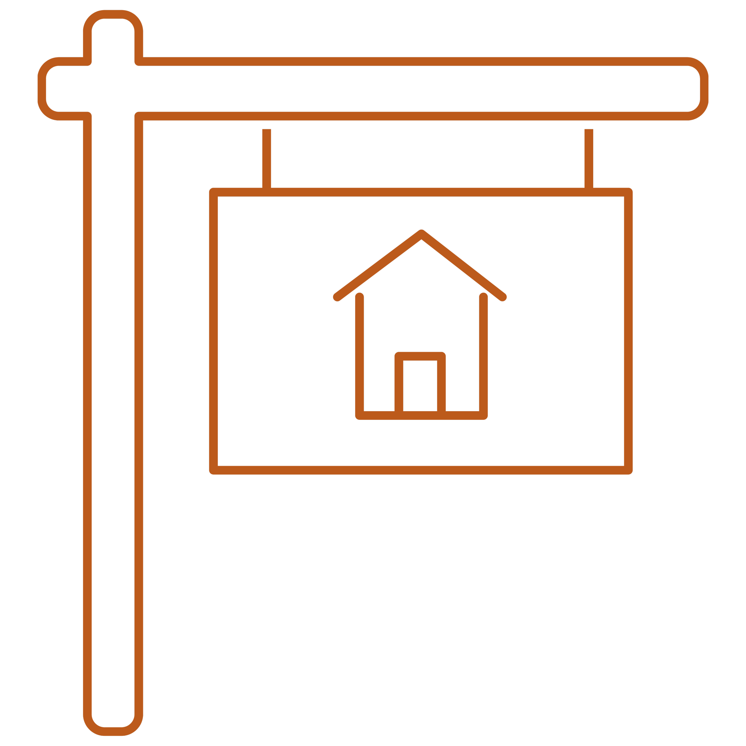 Outline of a real estate sign with a house icon on it