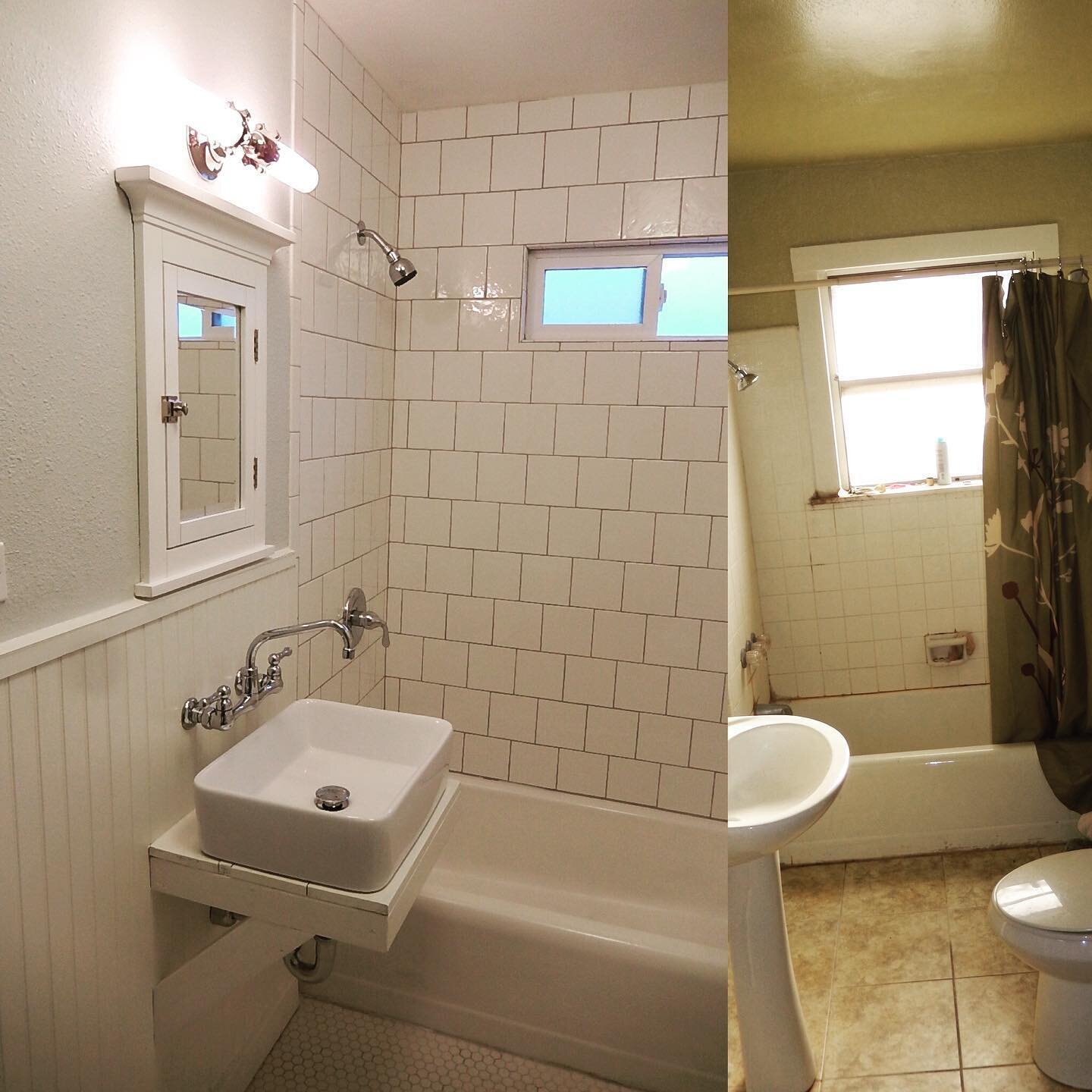 Just a simple cottage bathroom from our TX project. It went from stinky and dingy to clean and bright. Bring more beauty into the world.