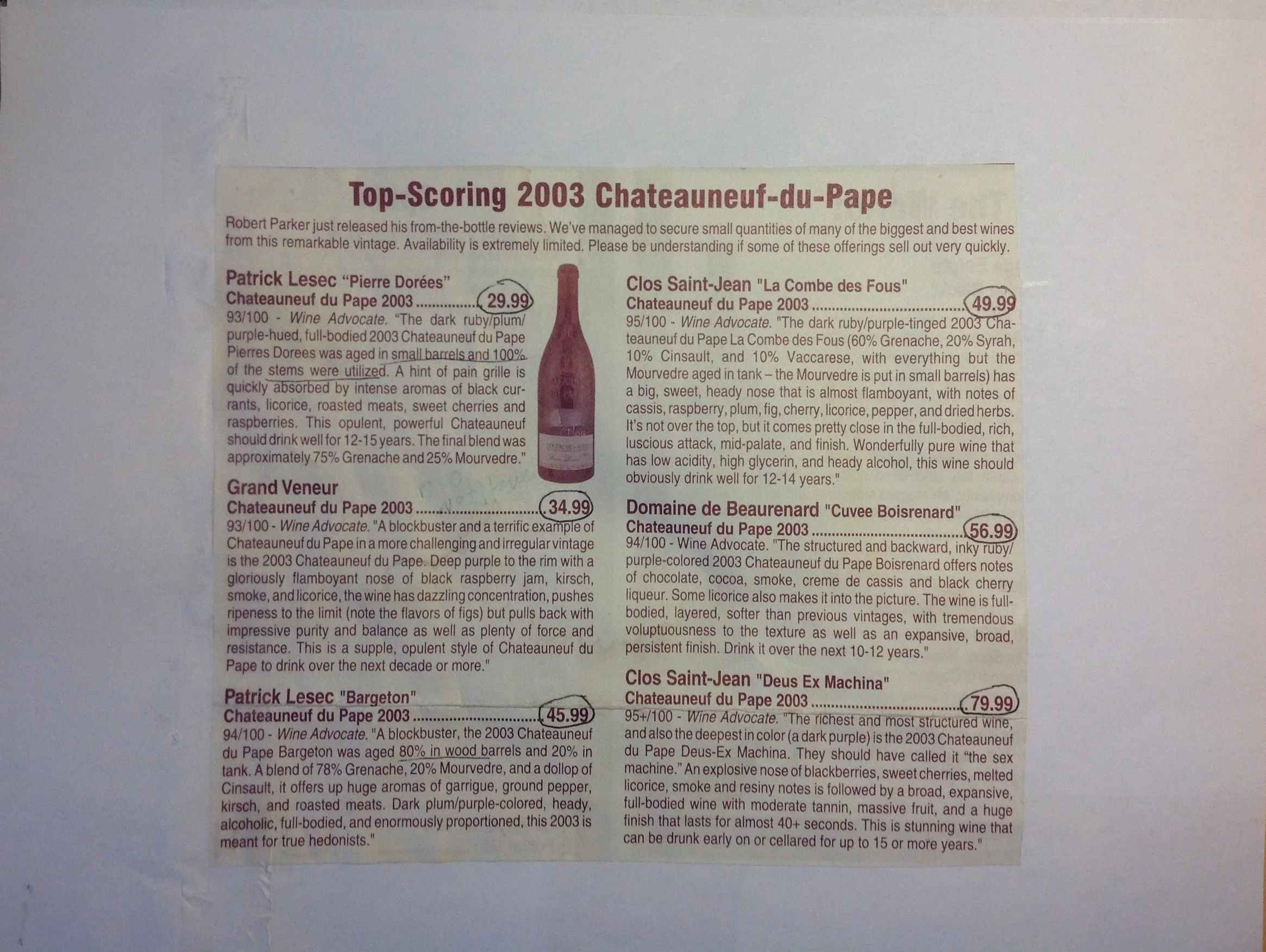      

 
   Be Wary of 2003 Chateauneuf du Pape;&nbsp; They’re Getting OLD! 
 






















    










































  

    
  
     

      

      
         
          
        
        

        
          
        