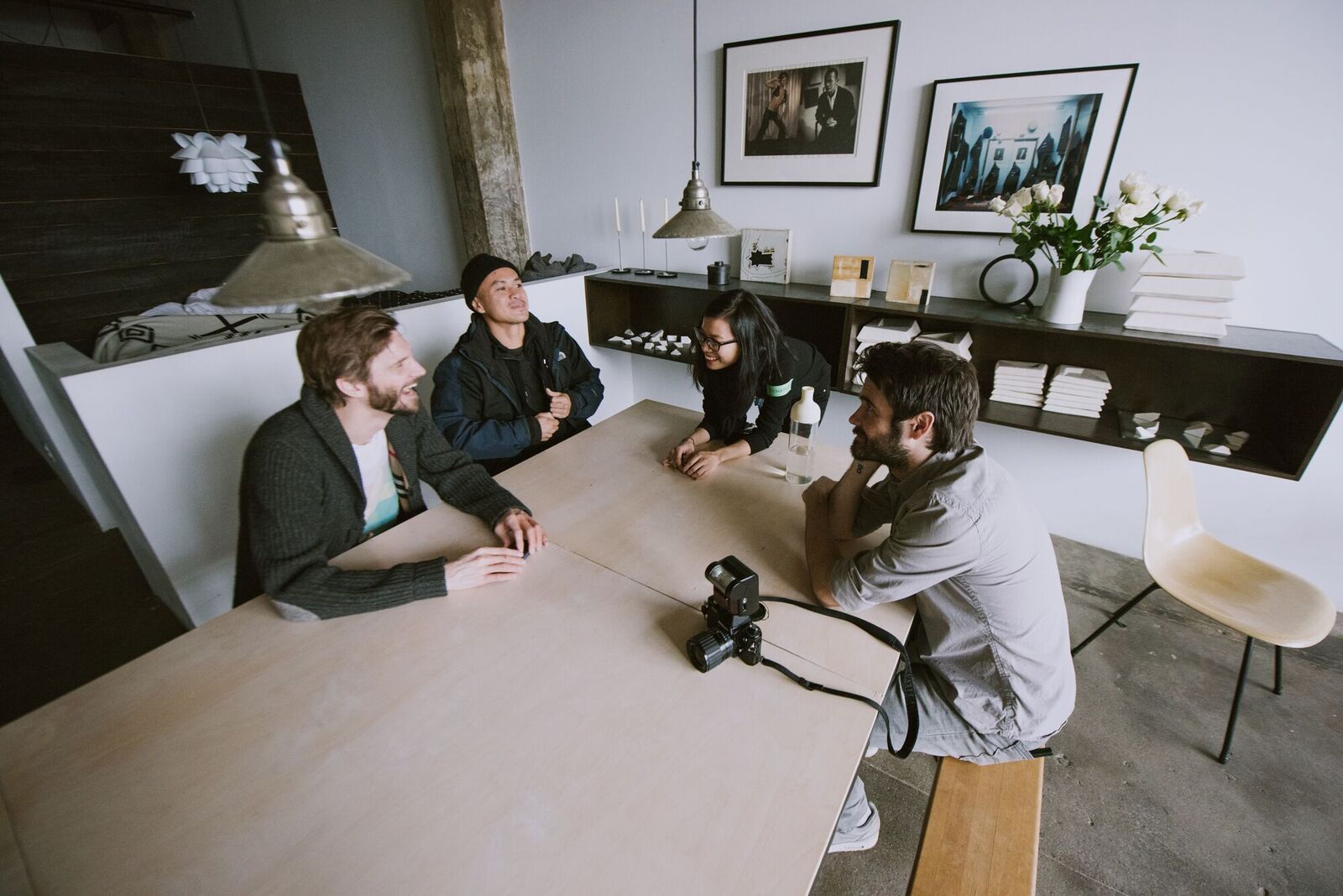 Neighbors visiting Samarskaya's apartment. Photo: Randall Bellows III