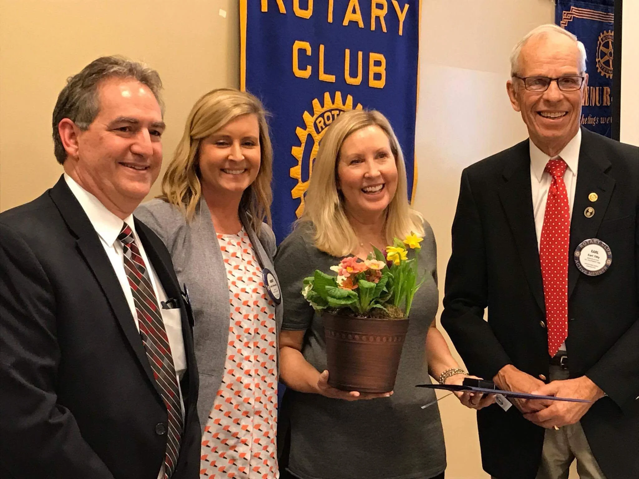 Laurel Helton, with Make A Difference Day, accepts her Paul Harris Fellowship on March 15