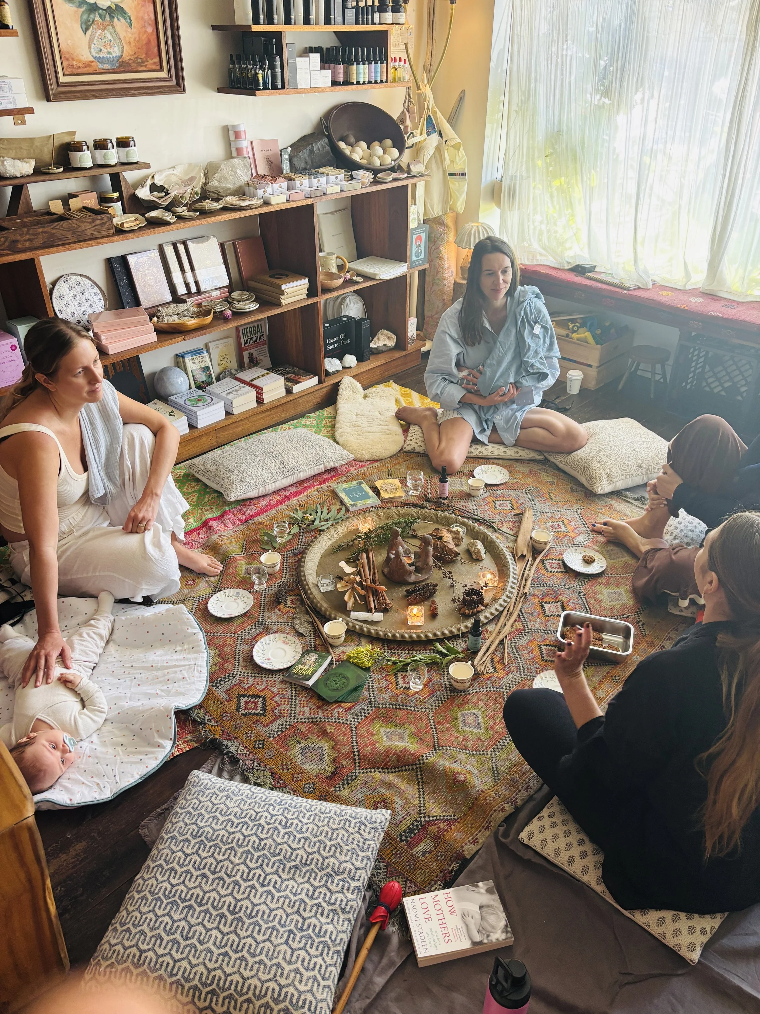 A monthly Mothers’ Circle in Coogee for pregnant women and mothers with babies under 12 months, offering community connection, conversation about Matresence/postpartum, guided breathwork and meditation, with tea and cake.