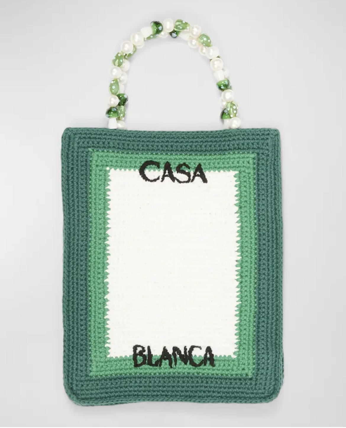 CASABLANCA Beaded Logo Crochet Tote Bag