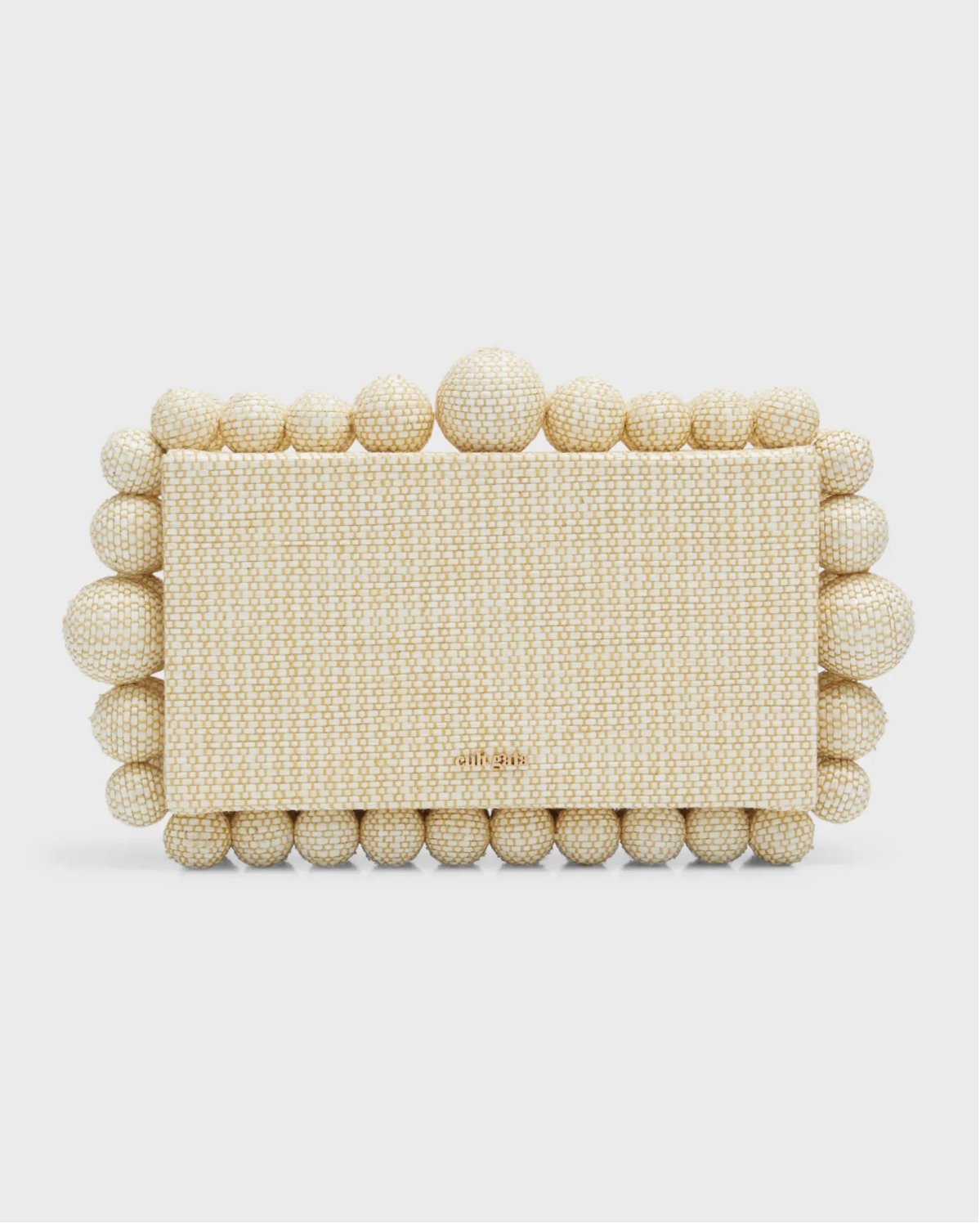 Cult Gaia Eos Beaded Raffia Clutch Bag