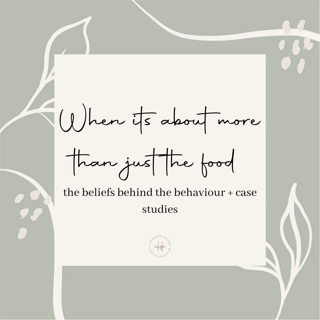 Looking at Eating Disorder Behaviours from a perspective of core beliefs, the behaviours make sense, as a way to manage the pain underneath. Understanding this with compassion and curiosity helps us to shift behaviours from the bottom up. Swipe throu