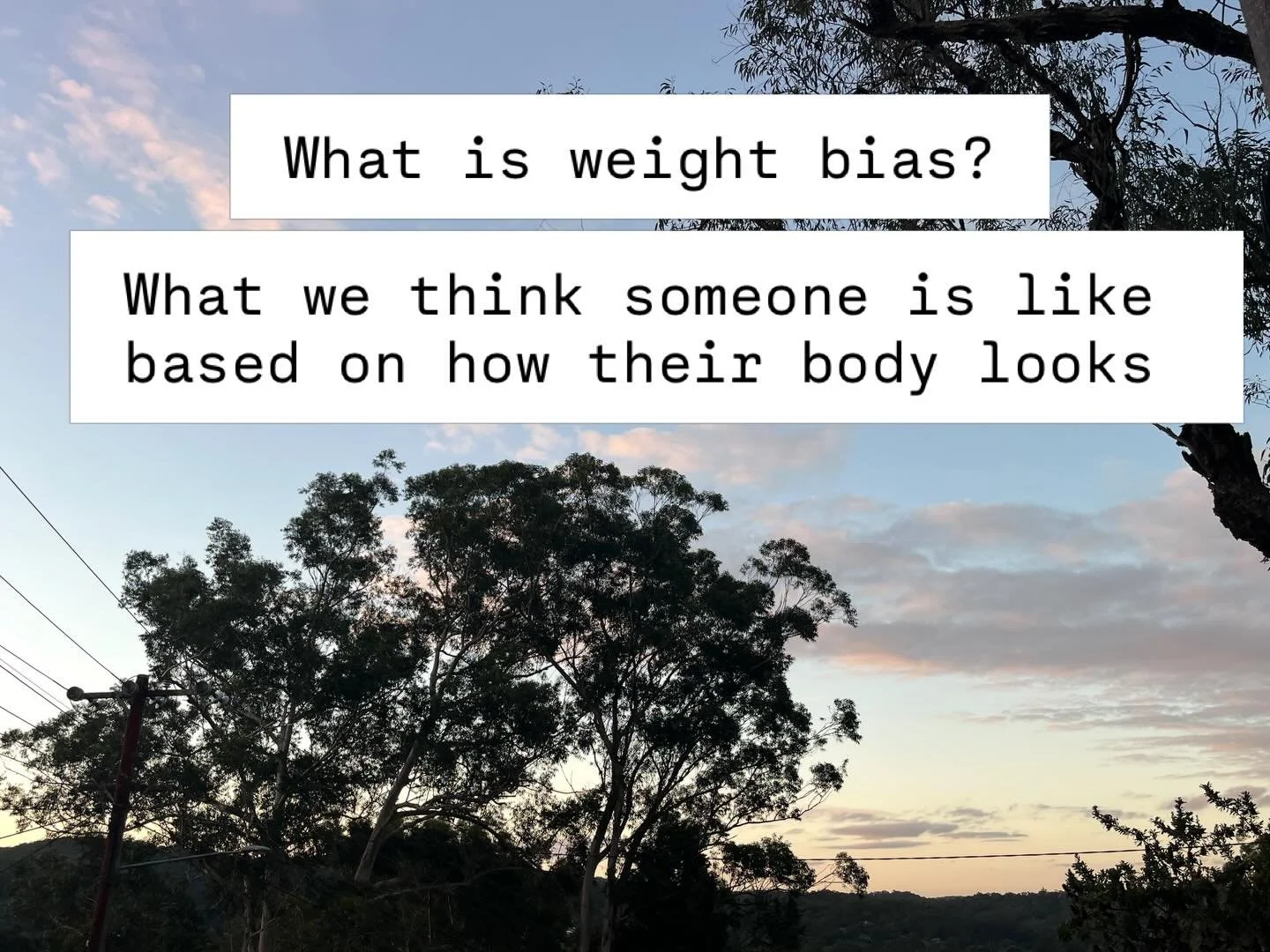 Where have you experienced weight bias? We know that this is often what leads to shame, people avoiding seeking health treatments or going to professionals, avoiding social situations. Health does not equal weight. Weight does not equal health.