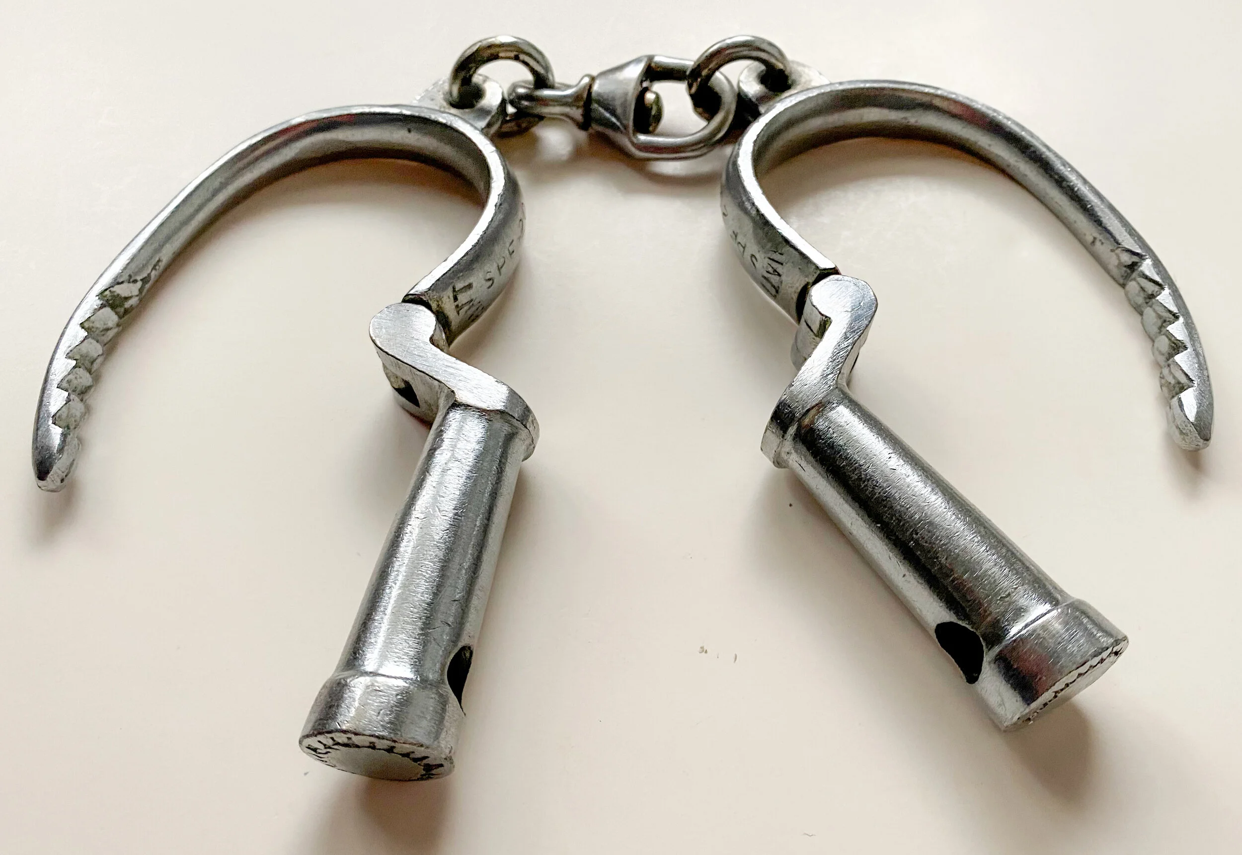 FOR SALE RARE VINTAGE ANTIQUE HANDCUFFS, 1870'S 1940'S — Old