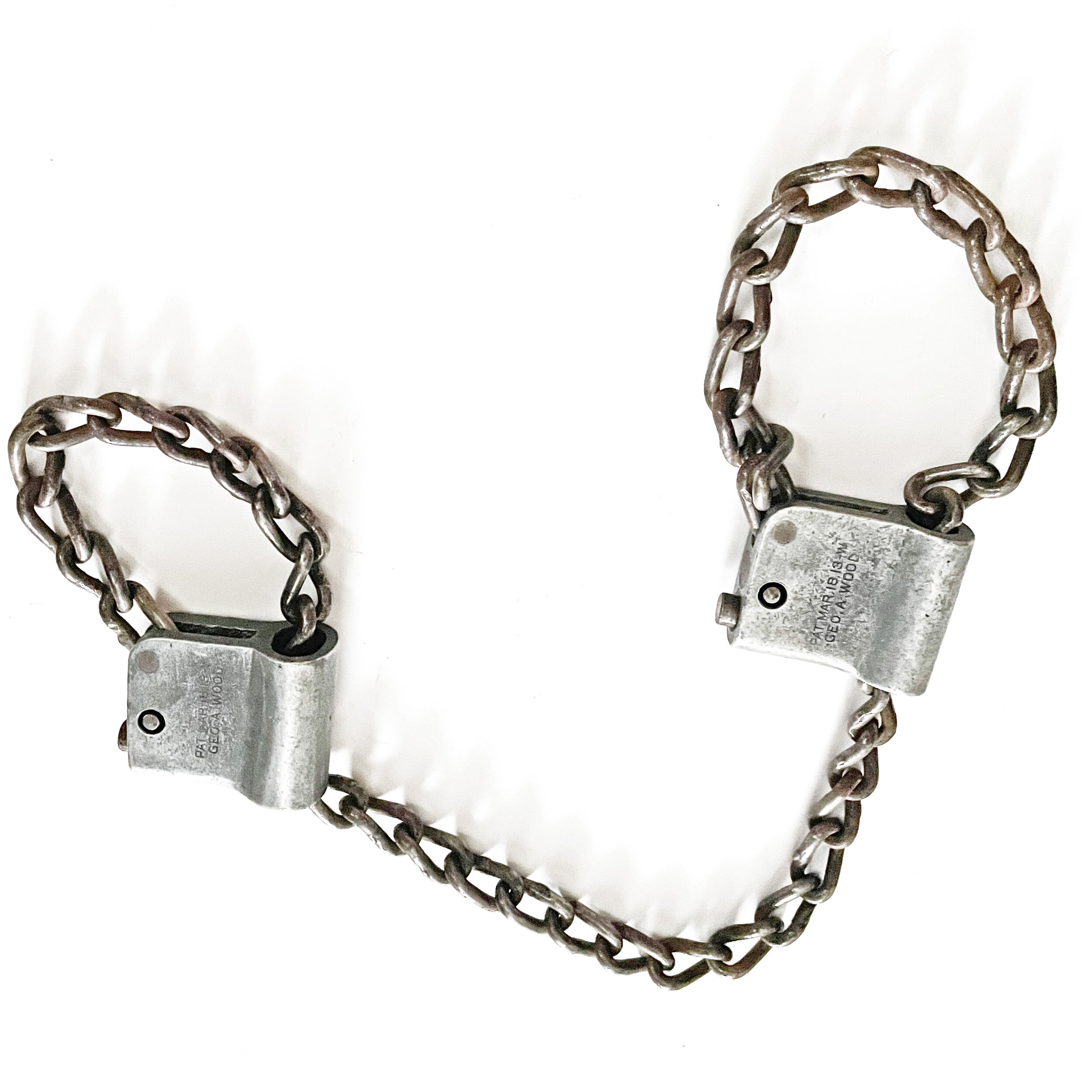 Rare 1913 Woods Patent Chain Handcuffs For Sale — Old Handcuffs.Net