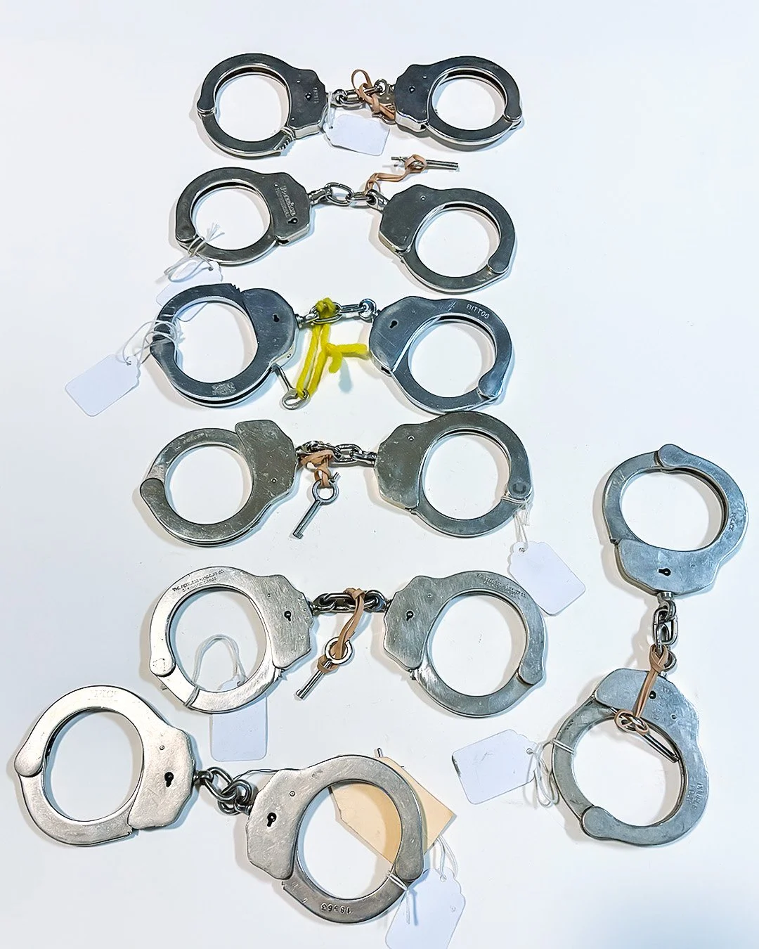 For Sale: Lot of 7 Vintage Handcuffs – All with Keys, Great Condition