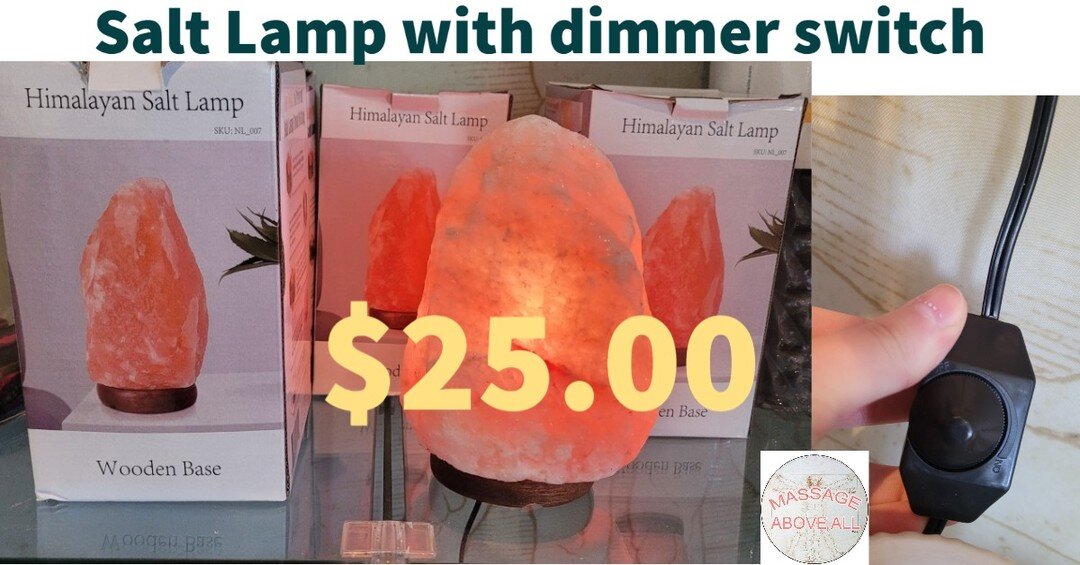 Check out these new Himalayan salt lamps we got in!
They come with a dimmer switch so you can adjust how bright you want it.
Perfect to have in the bedroom to use as a night light etc...

Possible benefits:
*Increase energy levels
*Filter the air
*En