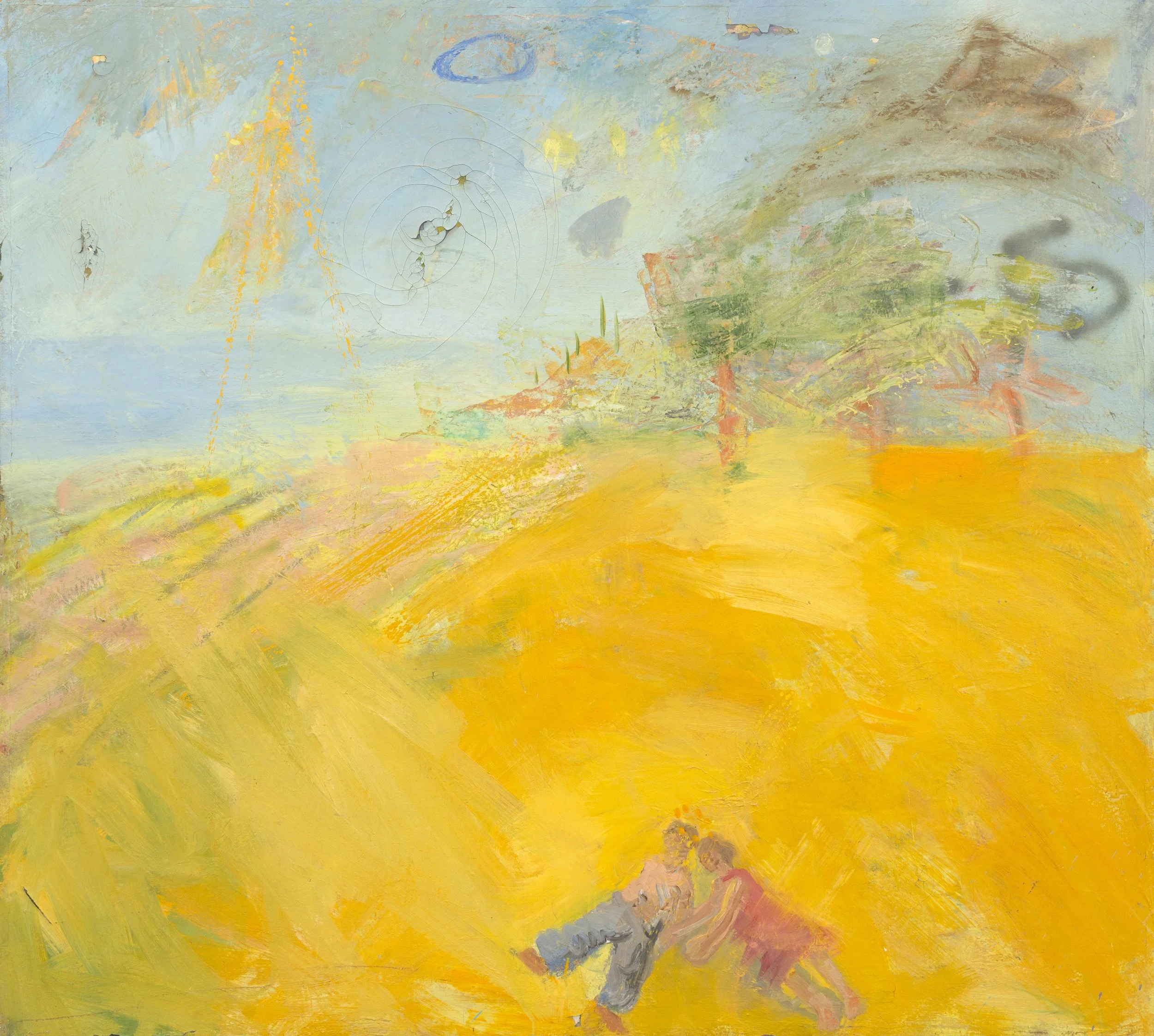 Untitled 182	- Figures in a Yellow Field, Oil on canvas (or board), Estate Collection