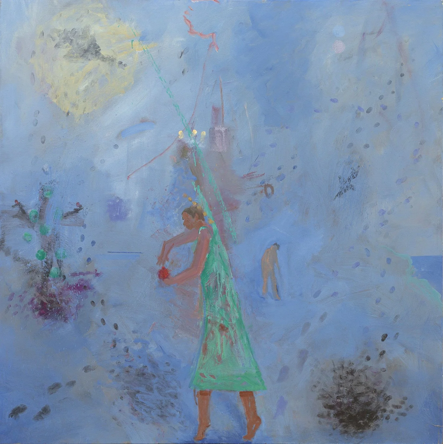 Untitled 240 - Figure in Blue Landscape, Oil on canvas (or board), Estate Collection