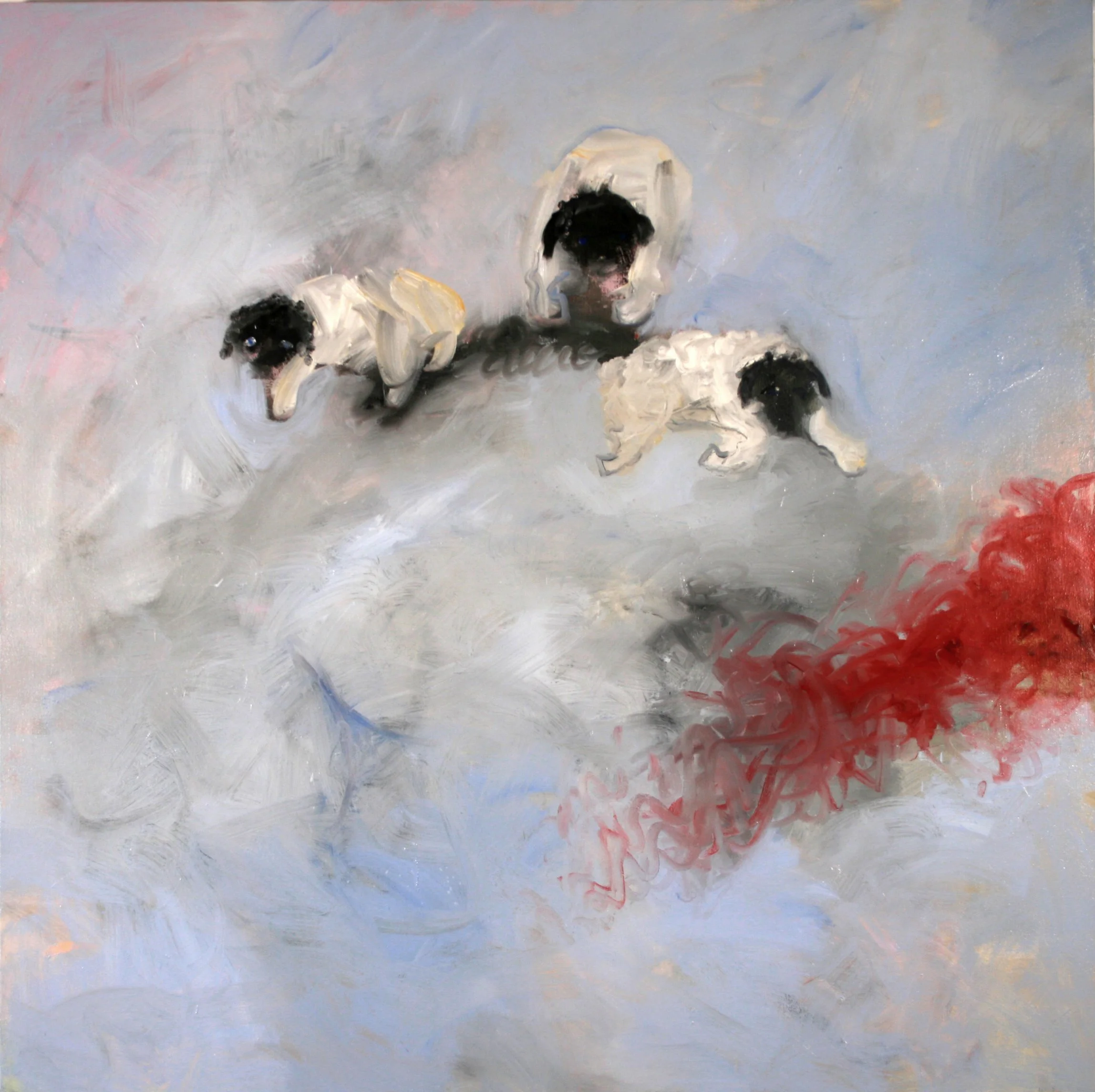 Untitled 330 - Lambs in Landscape III, Oil on canvas, Estate Collection