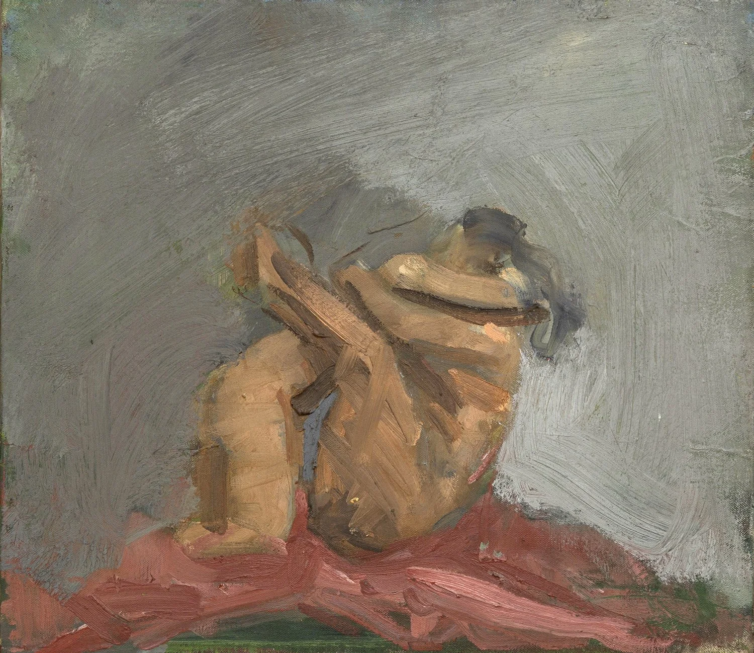 Untitled 222 - Embraced Figures on Red I, Oil on canvas, Estate Collection