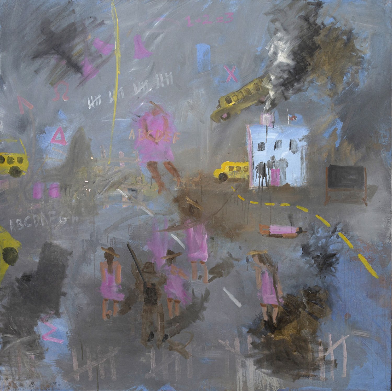 Untitled 162 - Figures in Chaotic Scene, Oil on canvas, Estate Collection