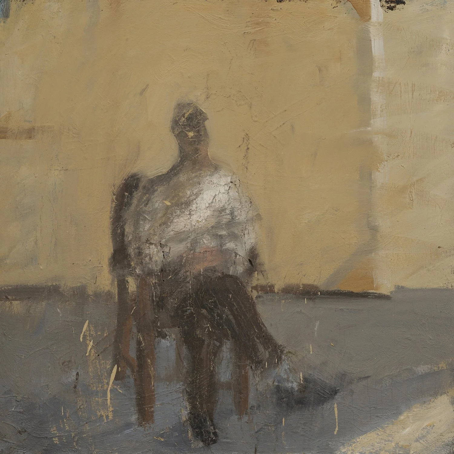 Untitled 042 - Seated Figure in Interior, Oil on board, Estate Collection