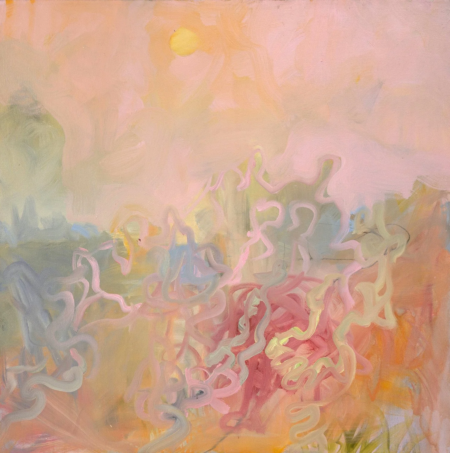 Untitled 198 - Landscape with Ribbon Figures, Oil on canvas, Estate Collection