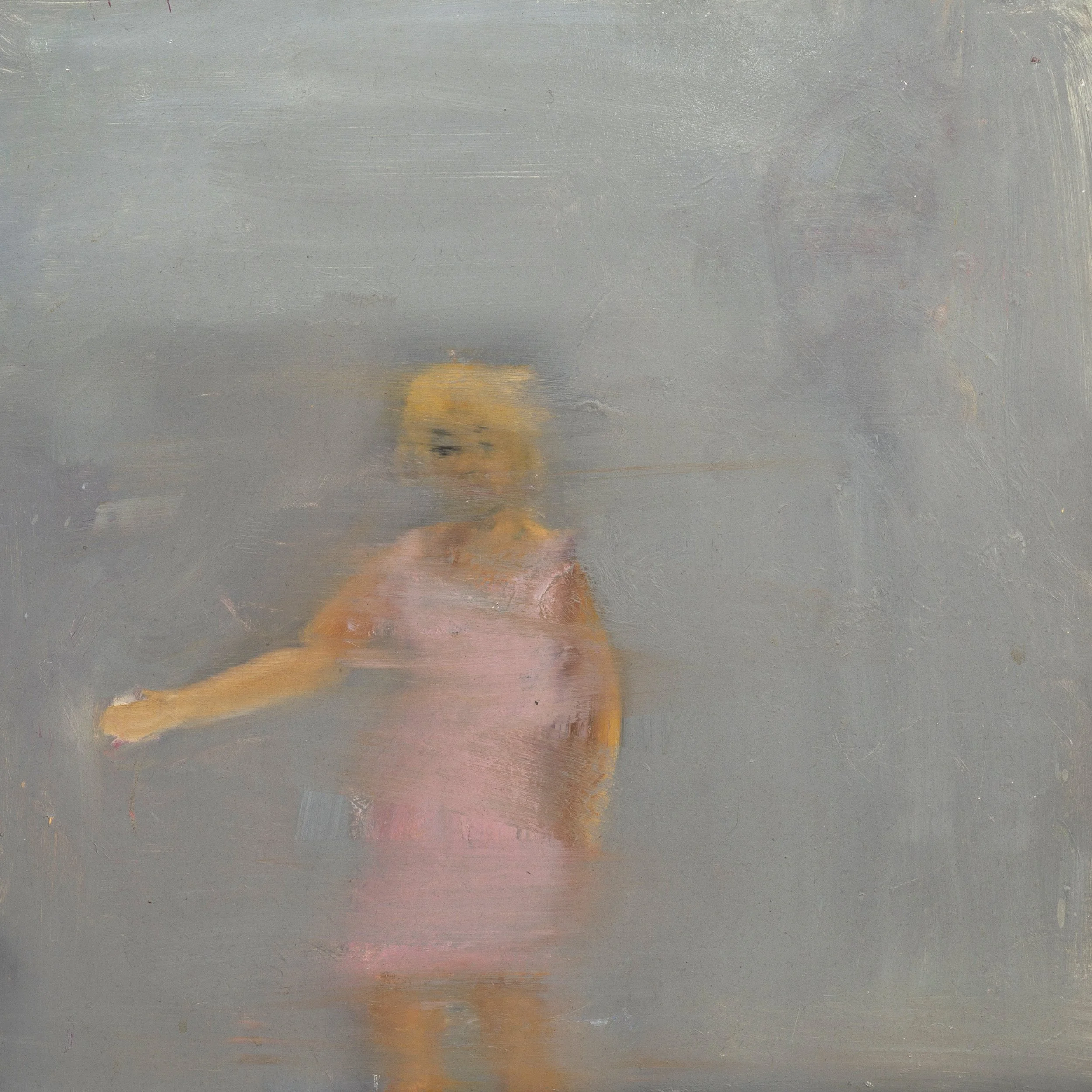 Untitled 089 - Figure in Pink Dress, Oil on board, Estate Collection