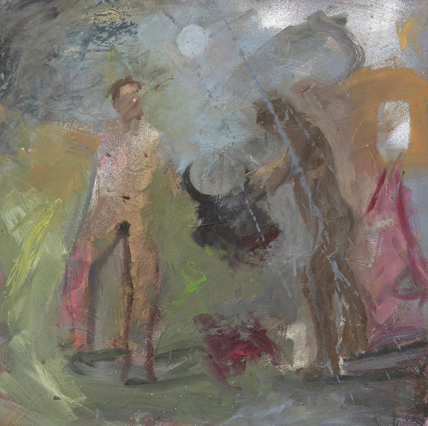 Untitled 205 - Figures Holding Bull’s Head, Oil on canvas, Estate Collection