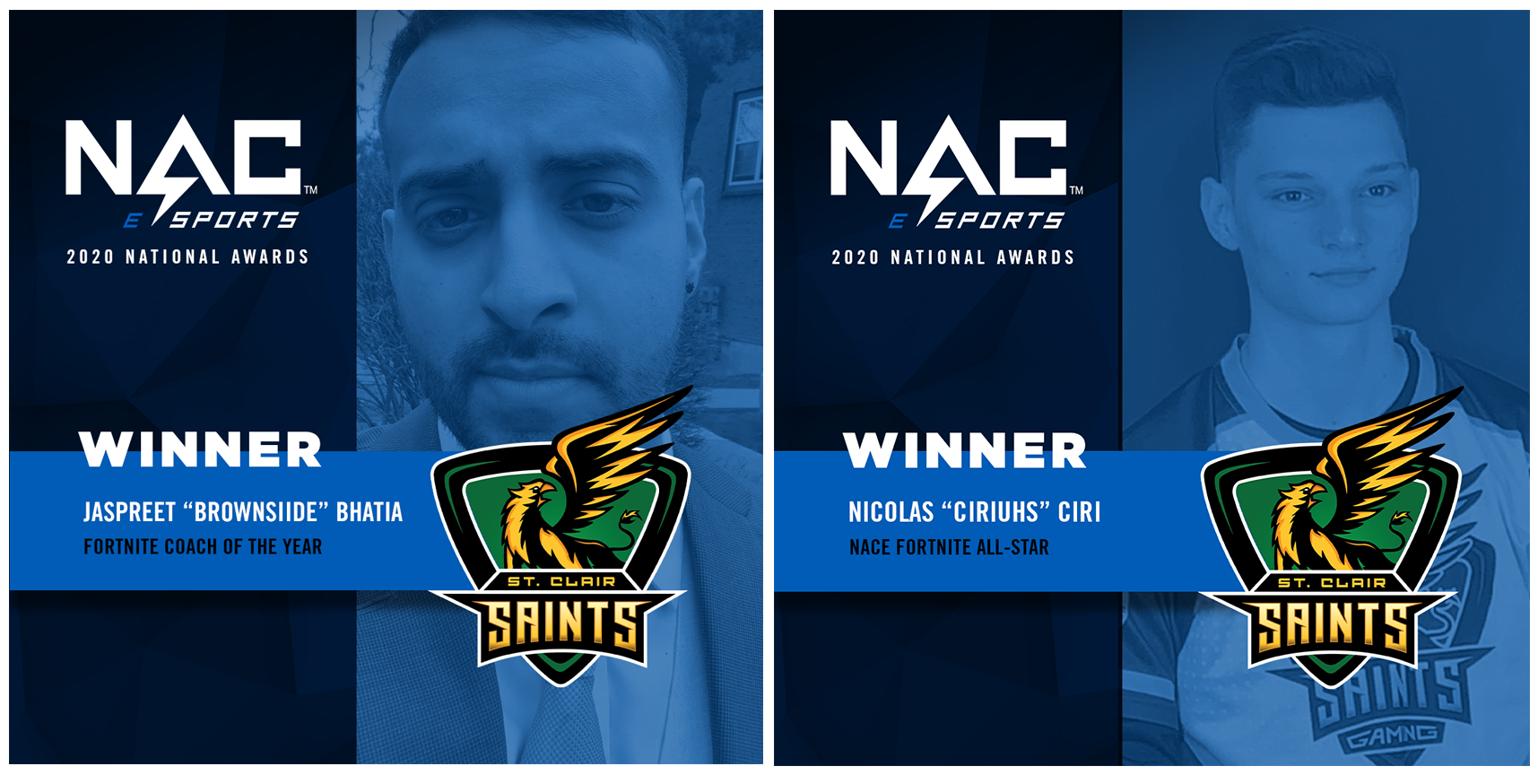 Saints Earn Two NACE National Esports Honours