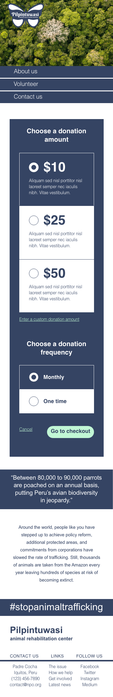 Mobile donation page 1