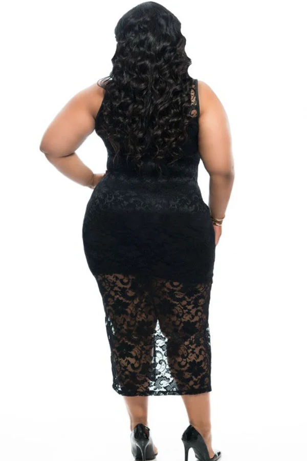 Jas Fashion Sparks and Lace Midi Party Dress Black Back.jpg