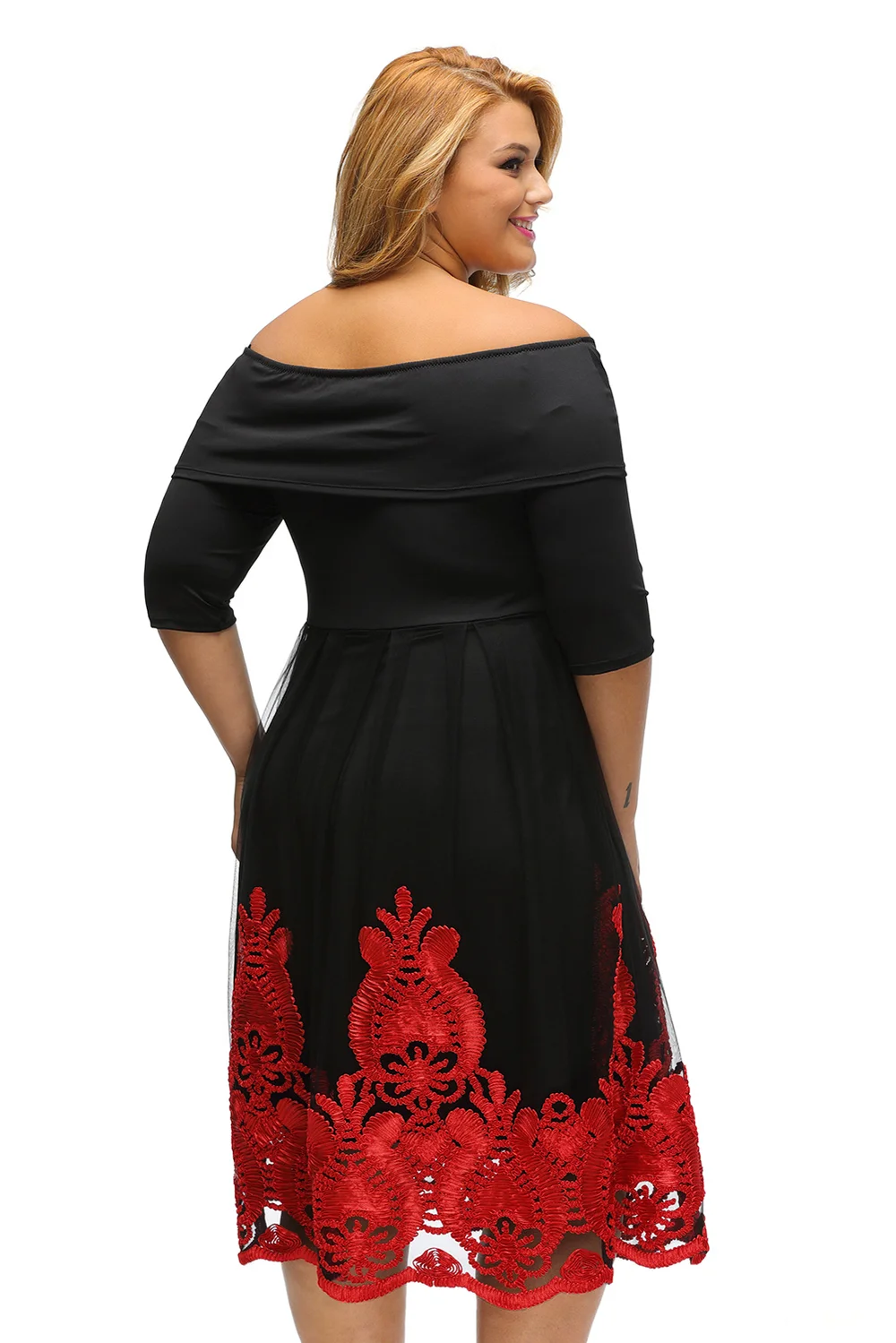 chinese dress ladies Lace skater Dress – shopnandra main image 1