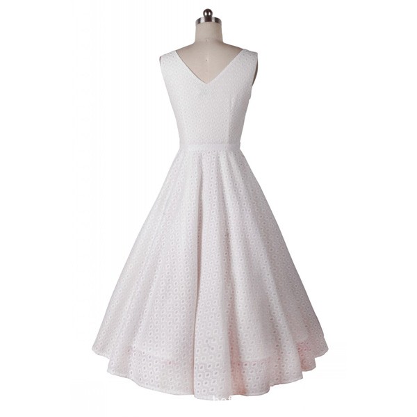 white 1950s swing dress