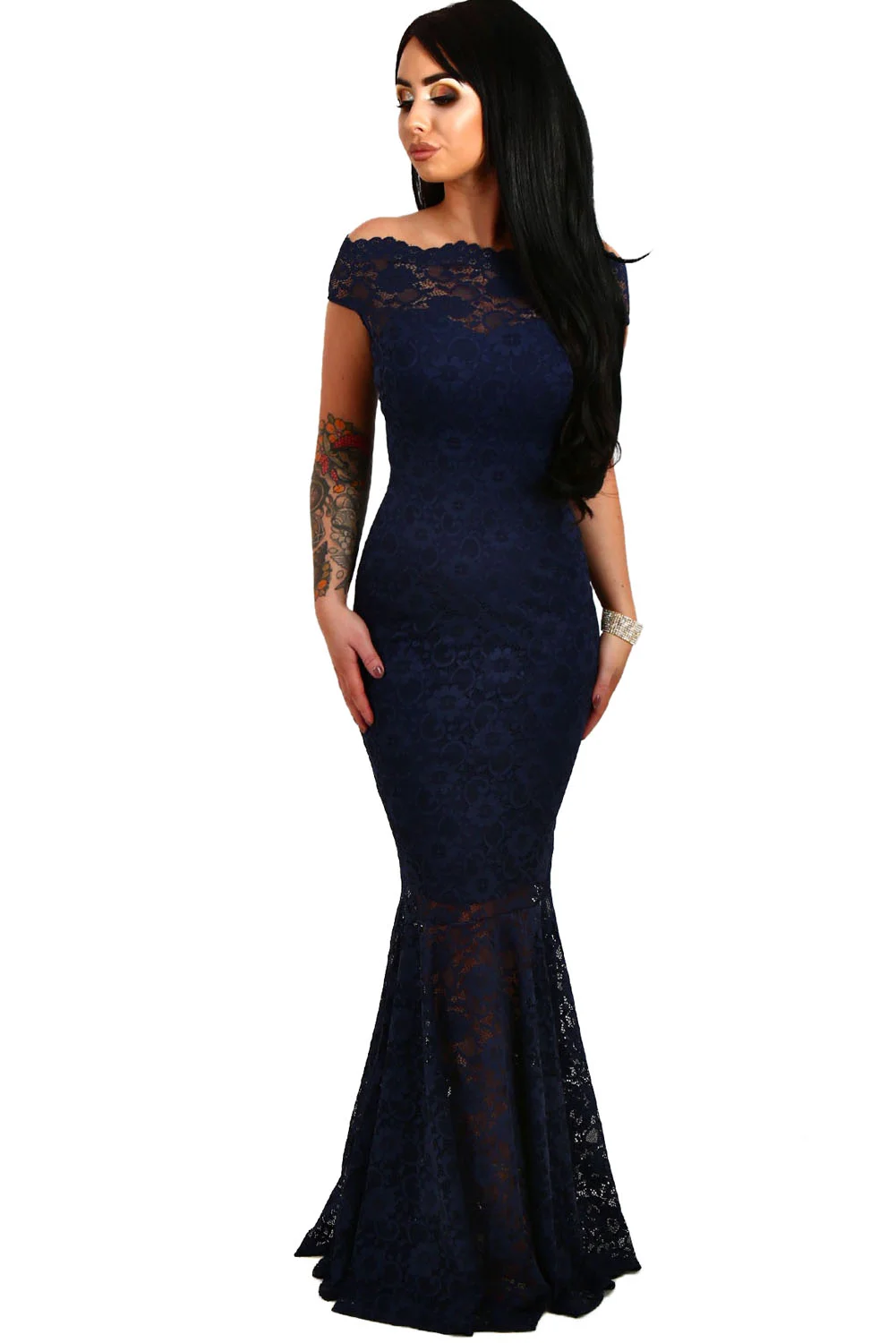 Sierra Gem Bardot Lace Dress