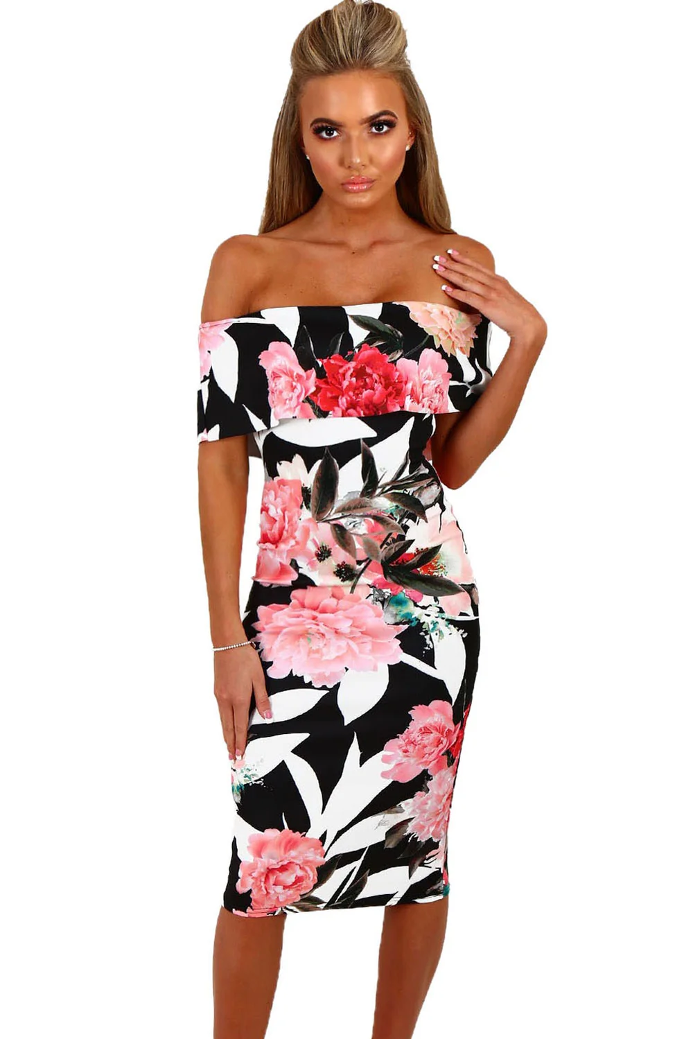 Jas Fancy-Mayflower Floral Bardot Midi Dress