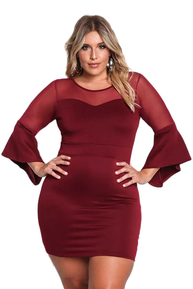 Flaming Saturday Mesh Trim Dress