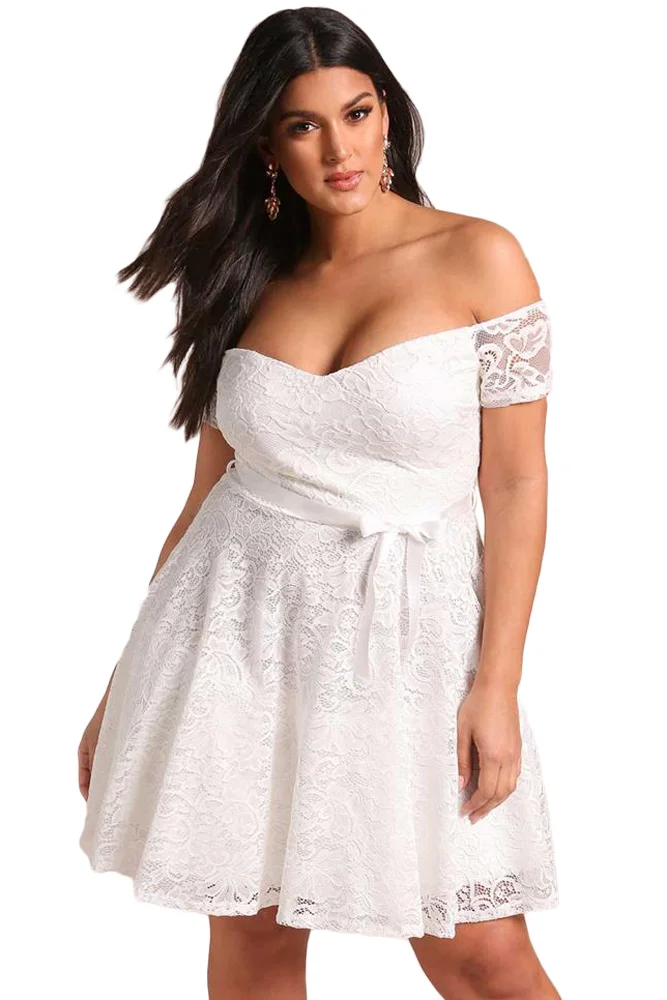 Just Me Floral Lace Off Shoulder Dress