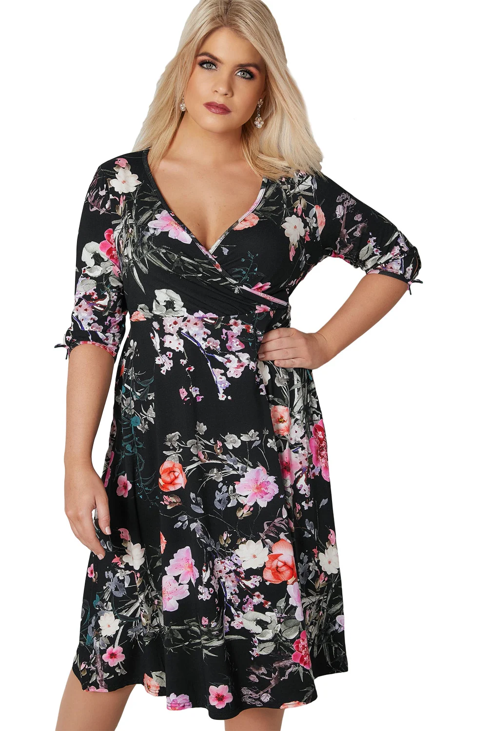 Moonflower Tie Sleeve Floral Wrap Dress
