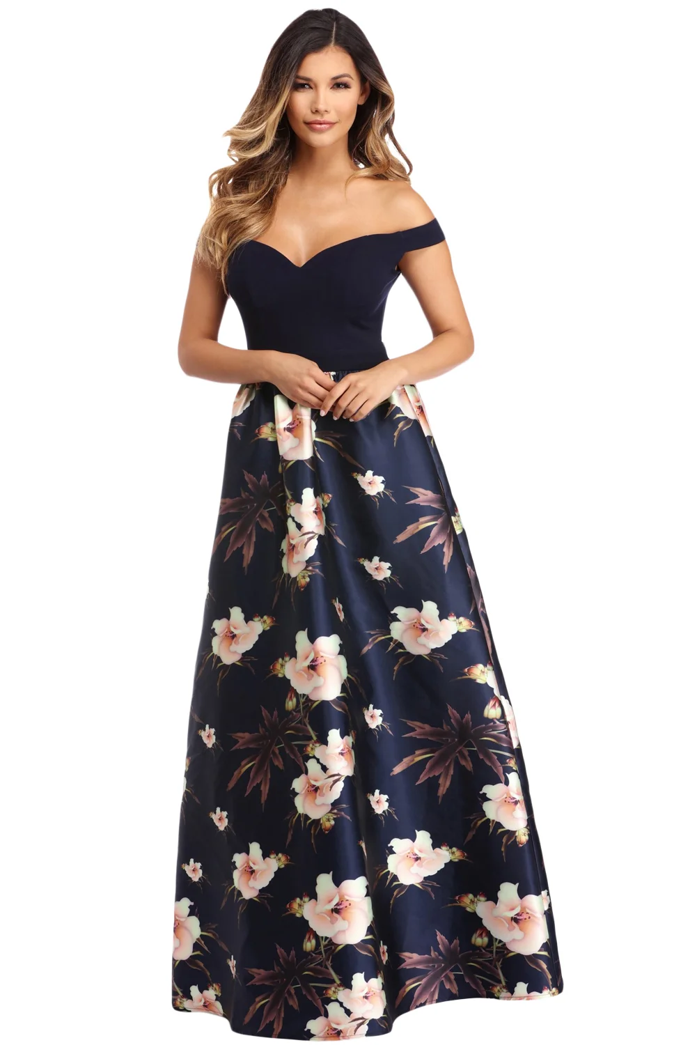 Camino Dreams Off Shoulder Floral Dress