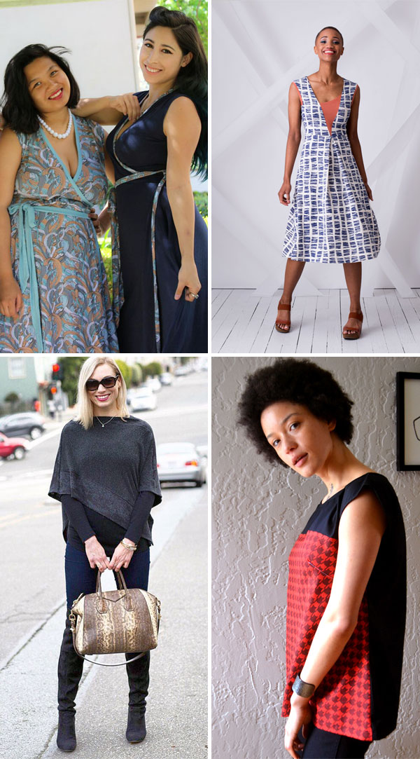 op left to right: Theia Grazi , made by Amy and Anya in San Francisco Kelly Lane , made by Kelly in Pittsburgh, Pennsylvania bottom left to right: Adelyn , made by Adelyn in San Francisco Harumi K , made by Sherry in Oakland