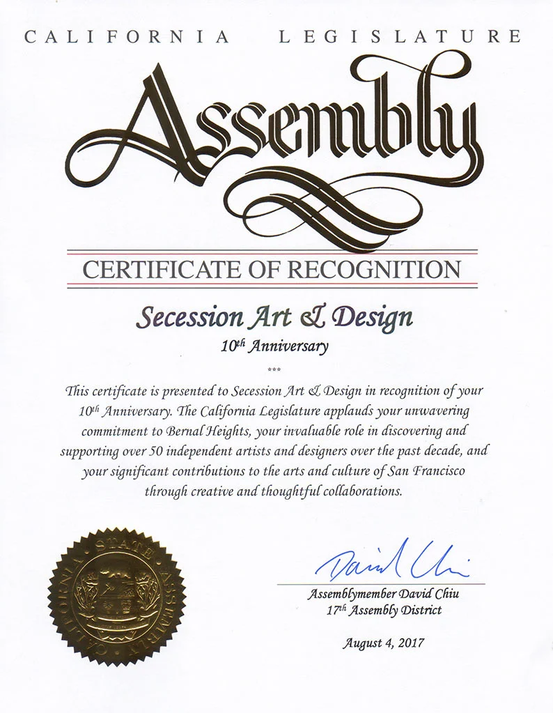 State of California honors Secession Art & Design