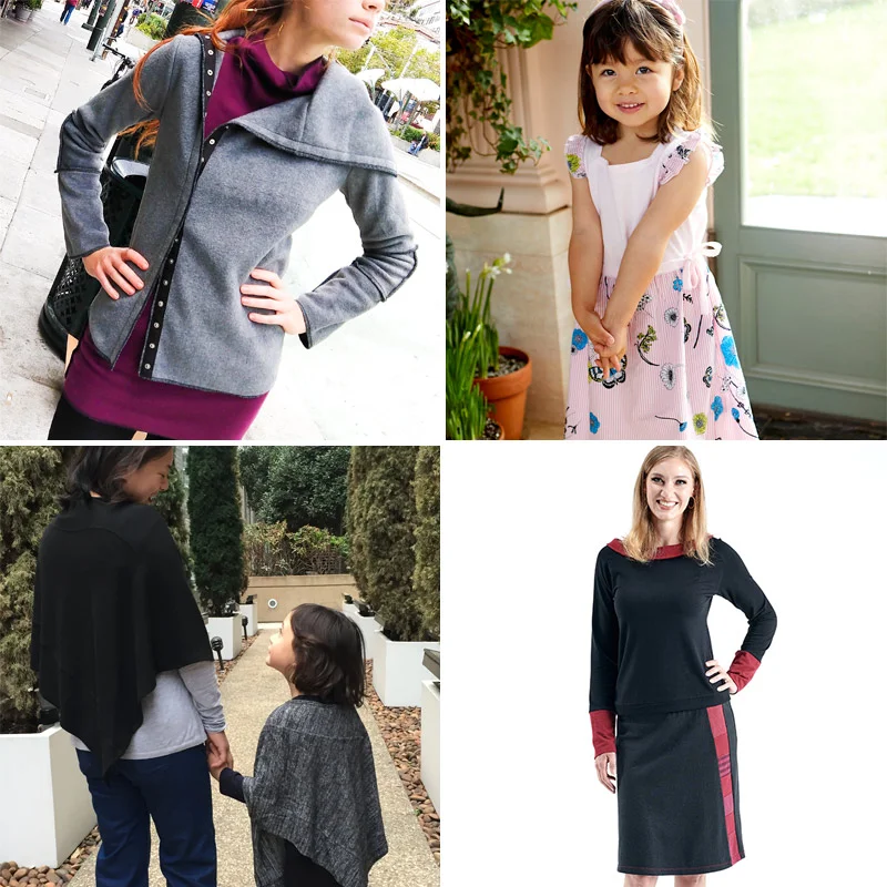 Jacket by Miranda Caroligne, dress by Eden & Zoe Ponchos by Adelyn, top and skirt by Vivid Element