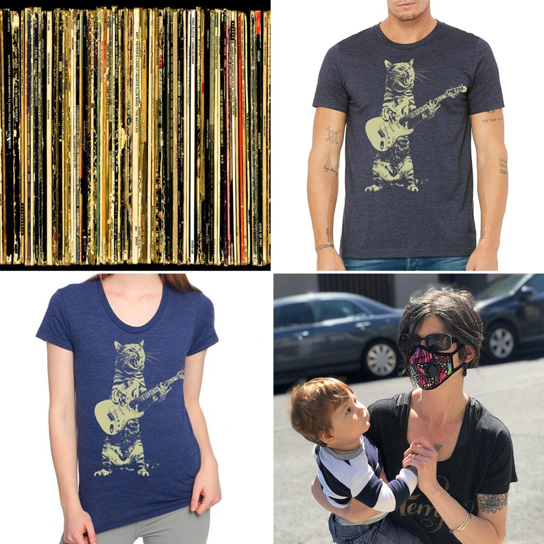 Cats playing guitar, music art, and a dance-party playlist