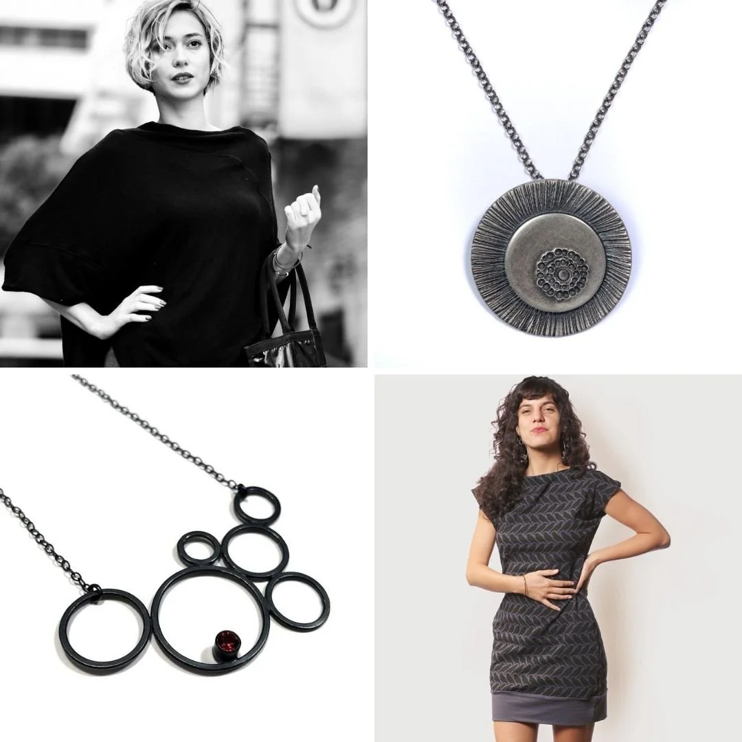 Halloween shades of black clothing and jewelry