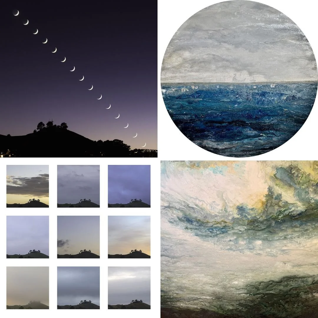 Bernal moon cycle, sunset flip book, and stormy ocean skies