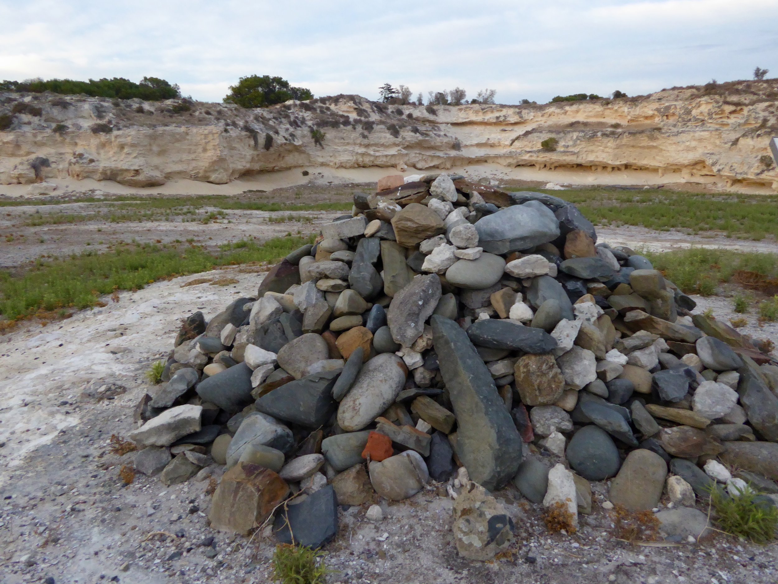 the pile of stones Nelson Mandela and friends made to commemorate freedom in the rock quarry where they had endured forced labor 