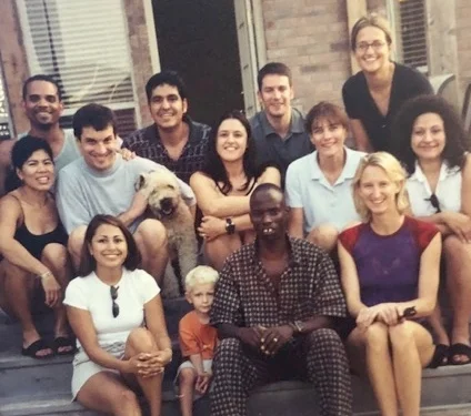 In the early days: Back row L to R: Derrick Evans, Albert Saenz, Joel Blakeney, Anjanette Gonzales. Middle row L to R: Leslie Asaka, Chris Fields, Anita Boyle, Maeve Magner, Elisa Lippincott. Bottom row L to R: Dominque Sanchez, Kathy's son, Gilbert, Kathy Emsoff